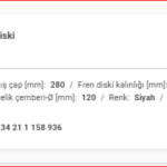 BMW E36 – E46 Arka Disk Dolu Takımı